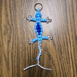 New Handmade Beaded Gecko Keychain.